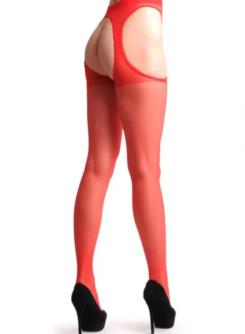 Kırmızı Kenarları Dantelli Özel Bölgesi Açık Külotlu Çorap - 2