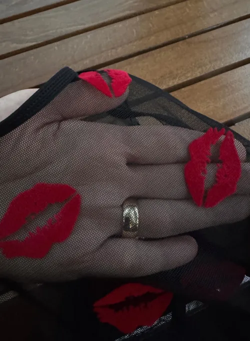 Öpücük Desenli Transparan Siyah Fantazi İç Giyim TM1385 - 3