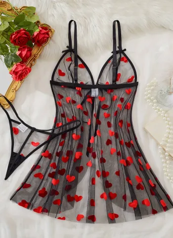 Siyah Transparan Tül Fantazi Gecelik TM1191 - 3